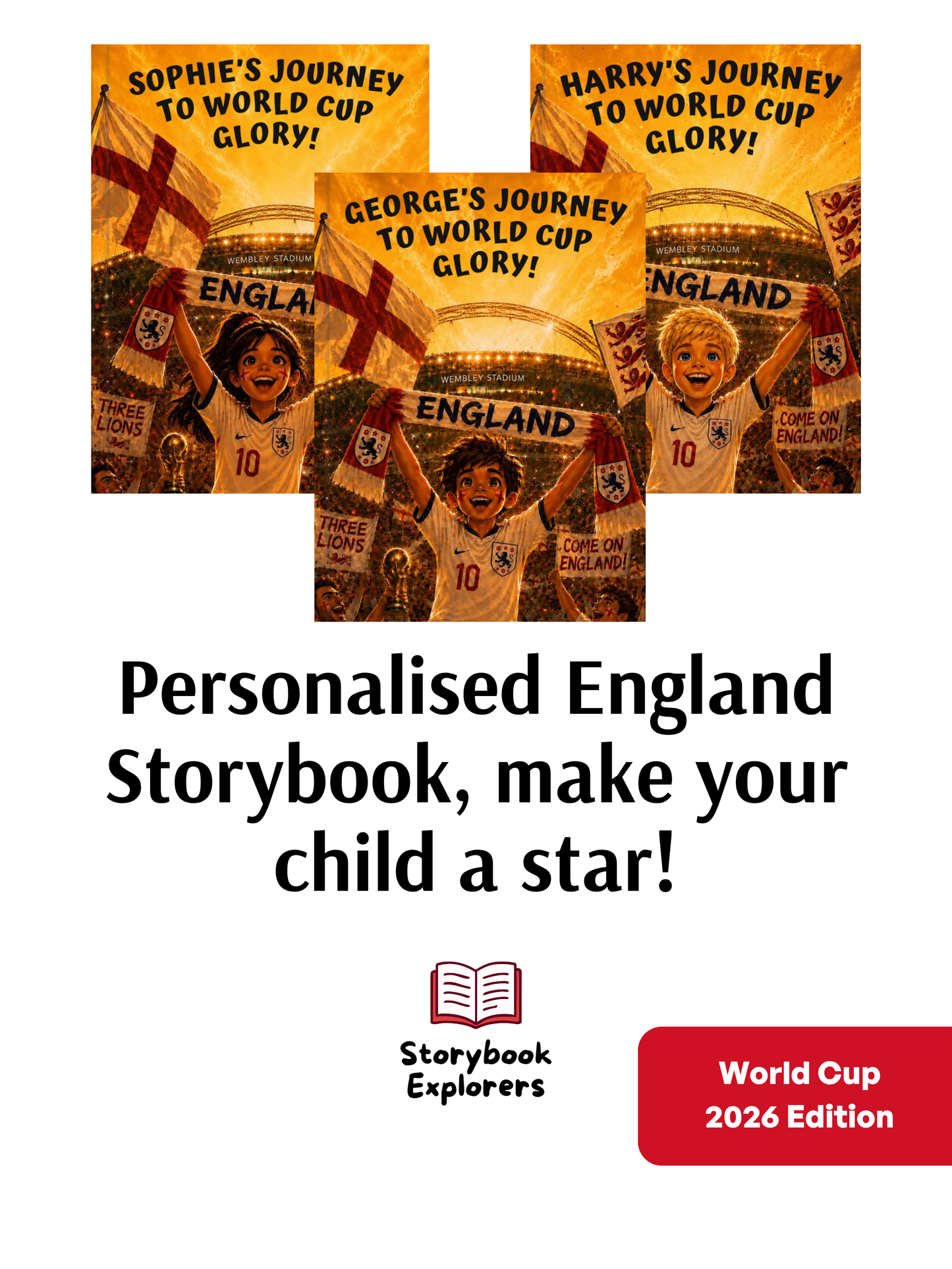¡Mi viaje a la gloria de la Copa del Mundo! Libro de cuentos personalizado de Inglaterra